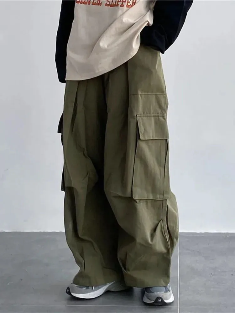 

Zoki Bf Y2K Cargo Pants American Oversize Streetwear Fashion Big Pockets Trousers Women High Waist Harajuku Wide Leg Pant New