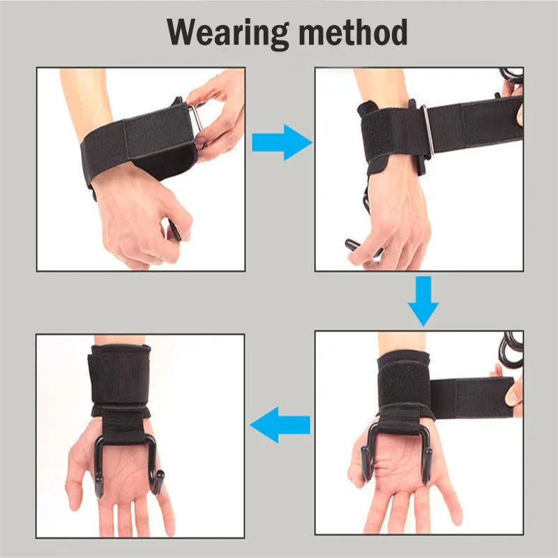 A Pair of Wrist Protection Anti Slip Weightlifting Hooks Gym Fitness Hooks Pull Up Grip Strength Wrist Protection Hooks