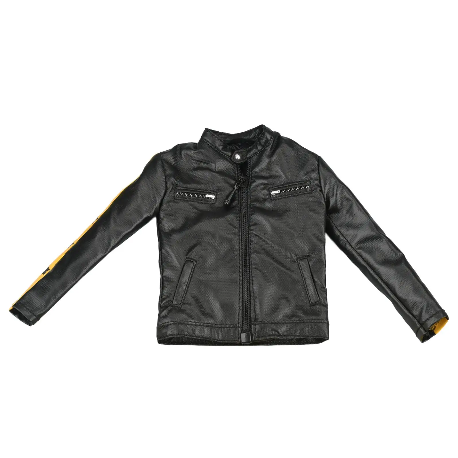 1/6 PU Leather Jacket Mini Long Sleeved Coat Retro Male Figure Top Coat Costume for 12`` inch Soldier Figures Accessory