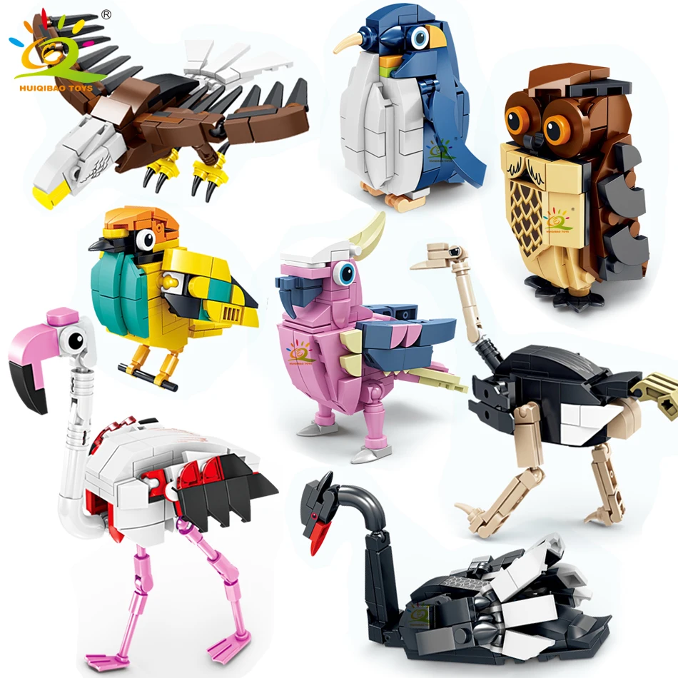 

HUIQIBAO Moc Animal Model Building Blocks Birds Eagle City Construction Bricks Set Children Puzzle Assemble Toys for Kids Gift