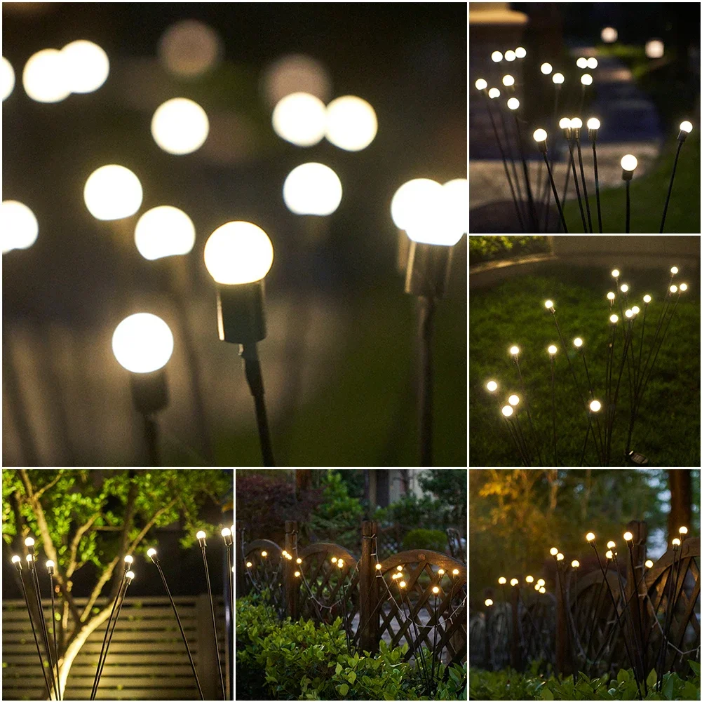 LED Firefly Lamp Solar Outdoor Light Garden Decoration Waterproof Garden Home Lawn Fireworks Light Floor New Year Christmas