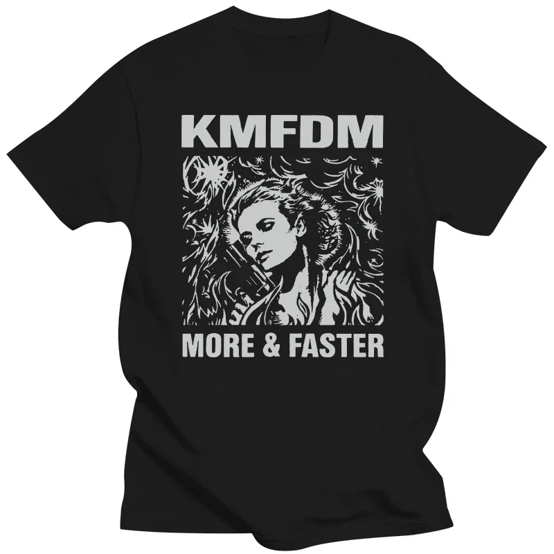Новая Черная футболка Kmfdm More & Faster с избыточной силой Mdfmk, 100% хлопок, мужская и женская футболка, футболки на заказ 2024 Новая Черная футболка Kmfdm More & Faster с избыточной силой Mdfmk, 100% хлопок, мужская и женская футболка, футболки на заказ 2024