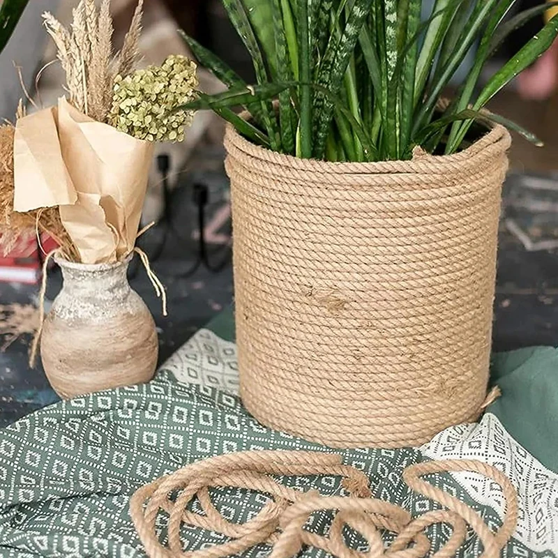 10M Natural Vintage Jute Rope String 10/12/14mm Hemp Twisted Cord Macrame String Pet Scratching Handmade DIY Craft Decoration for Jute Rope Macrame Cord