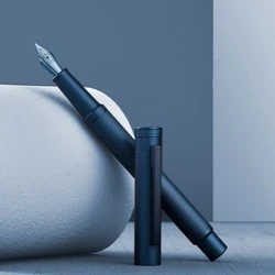 HongDian 1851 Fountain Pen Beautiful Blue Milky Way Pattern Stainless F Nib Business Office Writing Gifts School Supplies