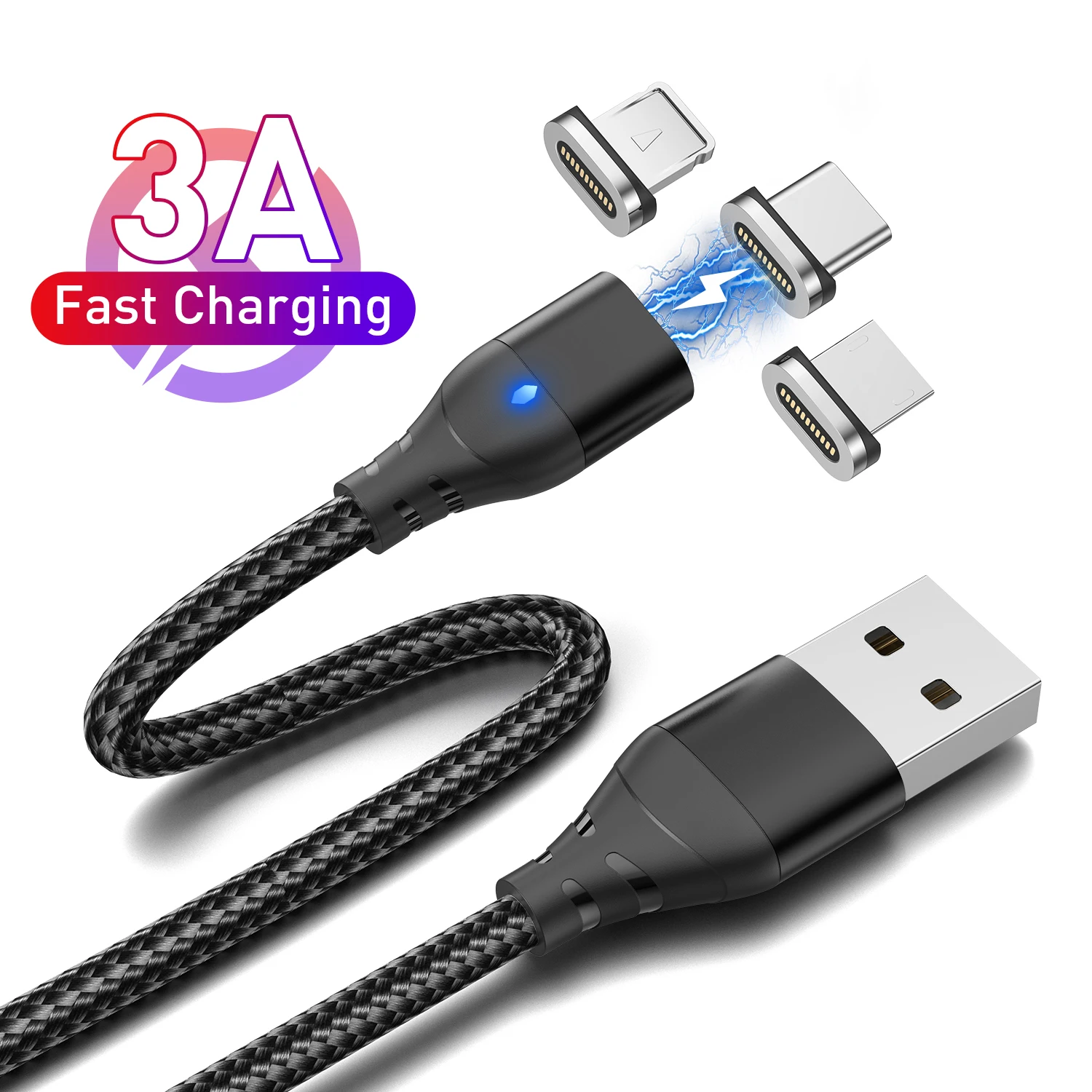 Cavo Magnetico Cavo Micro Usb Di Tipo C A Ricarica Rapida Per Iphone 15 14 Samsung Xiaomi Realme Oneplus Cavo Dati Per Telefono Cellulare A Led