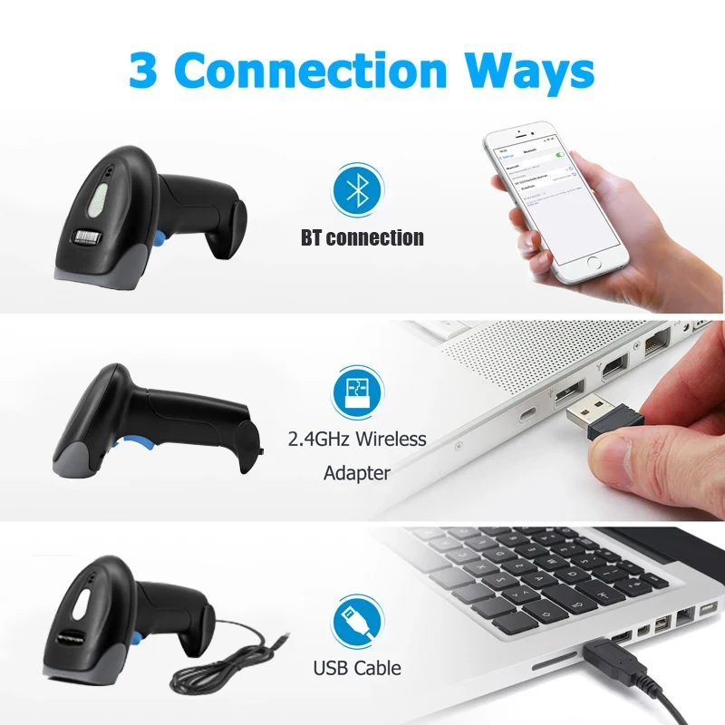 قارئ الباركود سلكي وبلوتوث