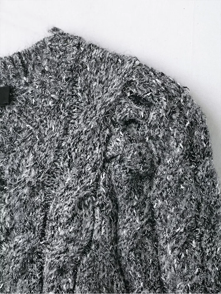 New Women Solid Knitted Cardigan O Neck Short Puff Sleeve Sweater Fashion Fitting Ladies Soft Single Breasted Knit Jacket