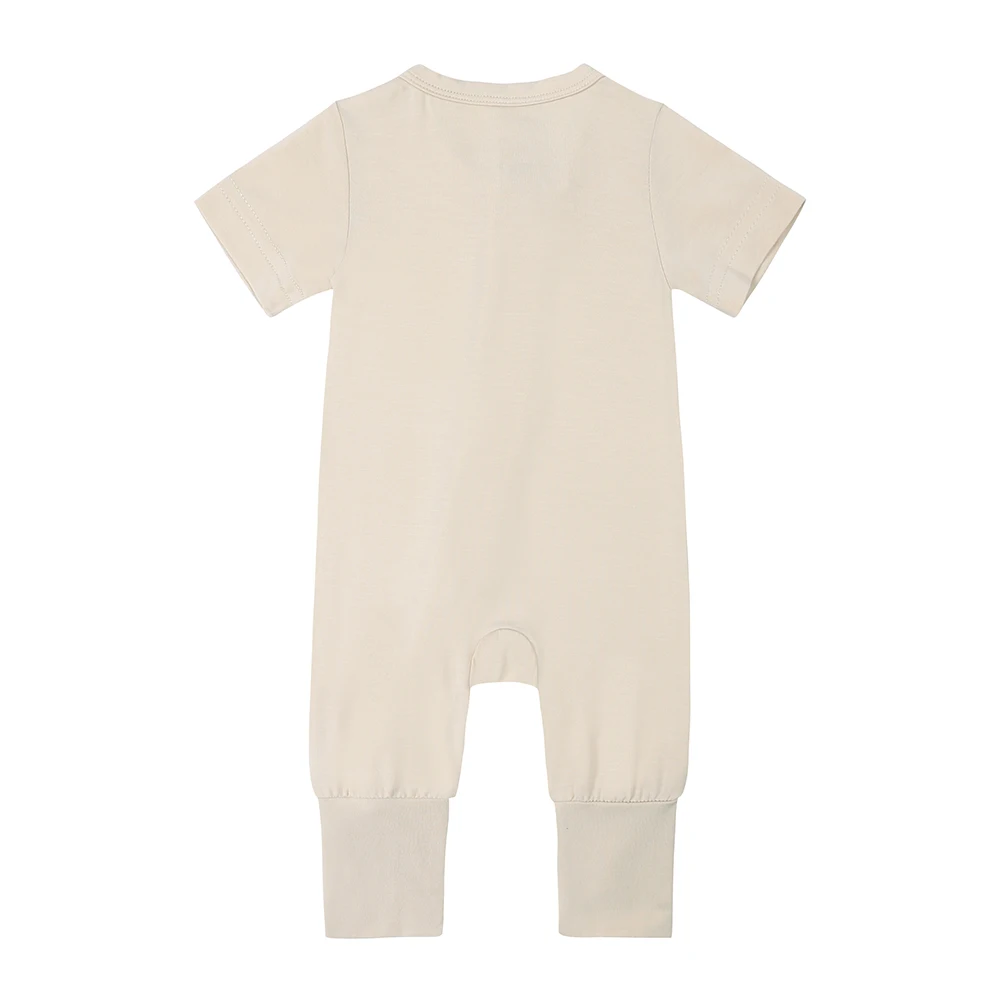 2026 Neugeborenen Baby Jungen Kleidung Säuglings Mädchen Strampler Bambus Faser Overall Kurzarm Body Sommer Doppel-reißverschluss Outfits 0-24 M – Detail 5