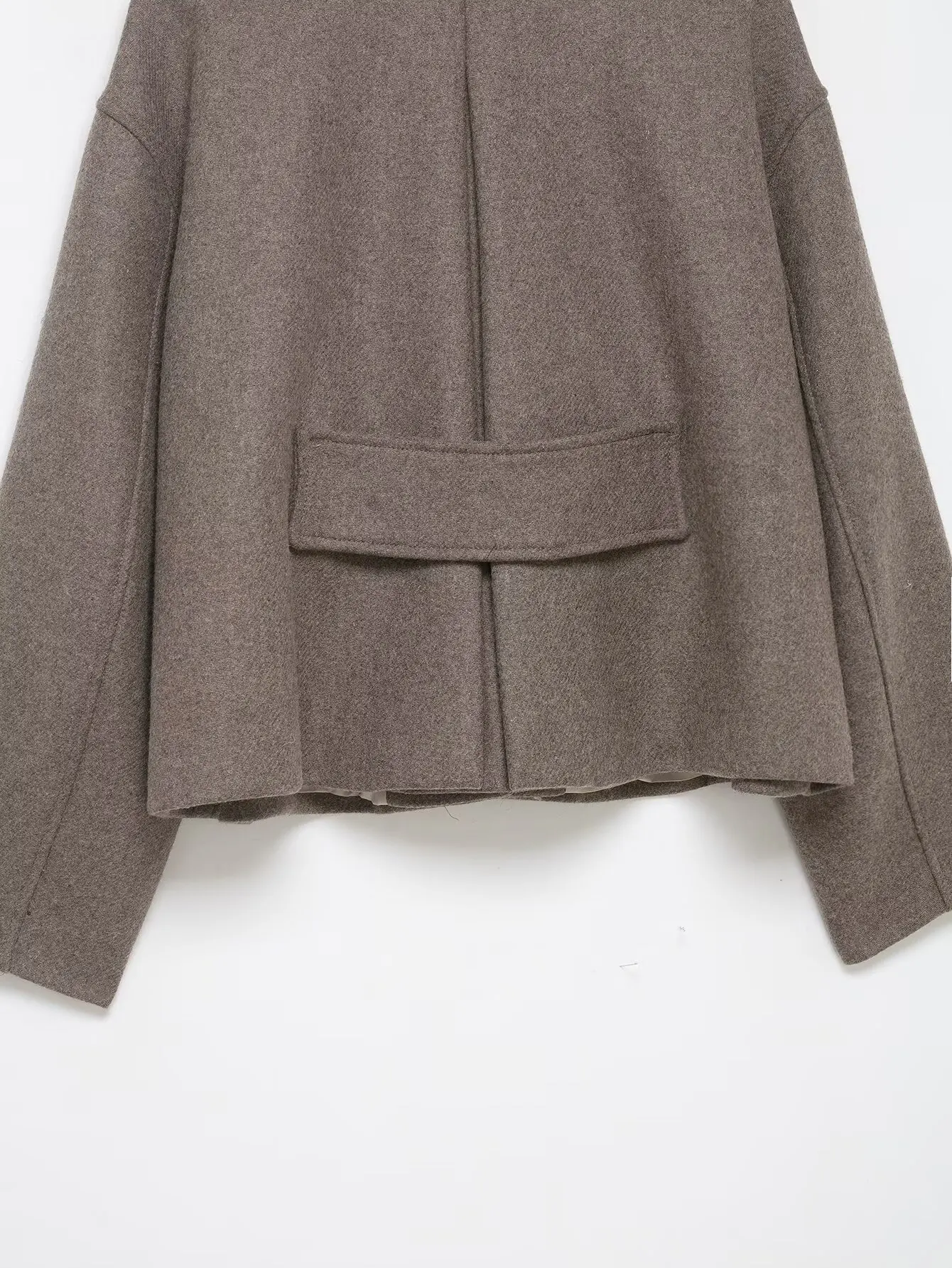 HH Damen Eleganter Lässiger Mantel mit Umlegekragen, Einreihig, Taschen, Einfarbig, Herbst Wollmantel, Langarm Kurze Jacke Mujer – Detail 12