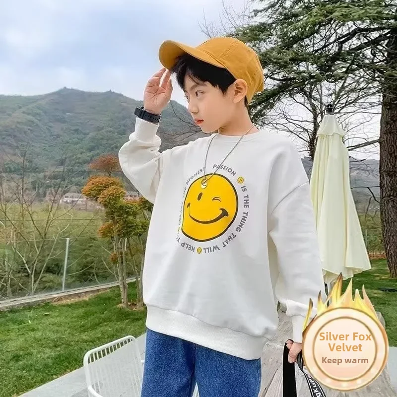 남아용 기모 맨투맨, 따뜻한 상의, 베이비 맨투맨, 가을 겨울 컬렉션, 2022 새로운 스타일