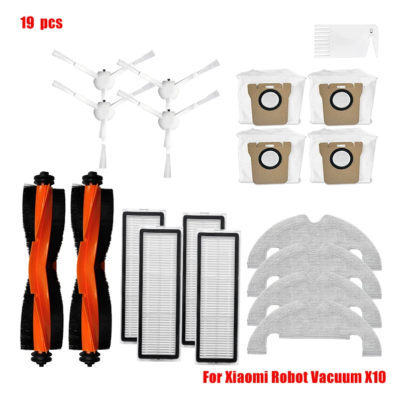 Enhanced Robot Vacuum Cleaner Replacement Parts Kit - Includes Main Brush, Side Brush, HEPA Filter, Mop Cloth, Dust Bag, and More Accessories