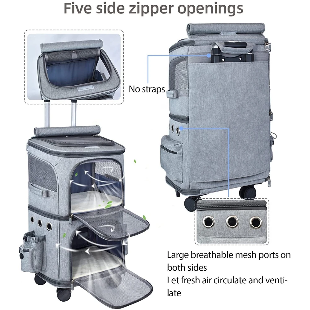 Pet Carrier Wheels Cat Portable