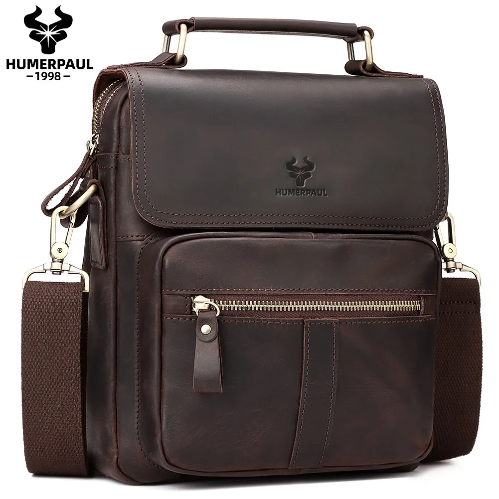 

Hummer Paul genuine leather shoulder bag for men's top layer cowhide crossbody Crazy horse messenger