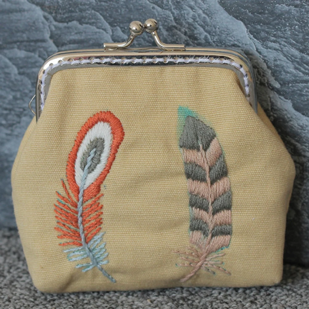 DIY Embroidery Flower Tree Purse Wallet Needlework Sewing Cross Stitch Materials Chinese Style Small Coin Purses Women Bag