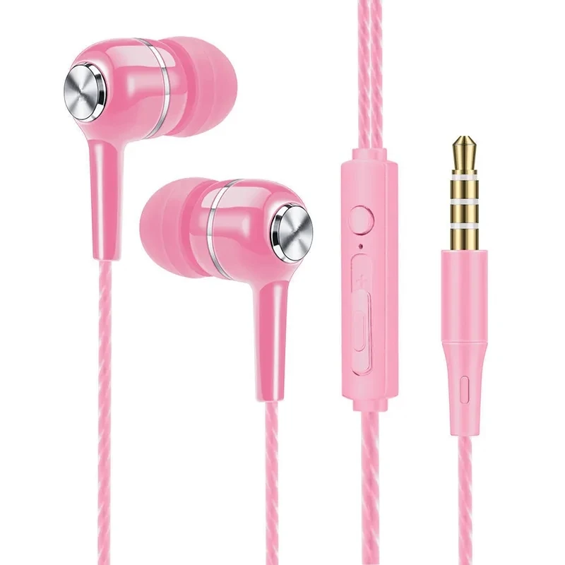3.5 Wired Headphones 3.5mm Sport Earbuds with Bass Phone Earphones Stereo Headset Mic volume control Music