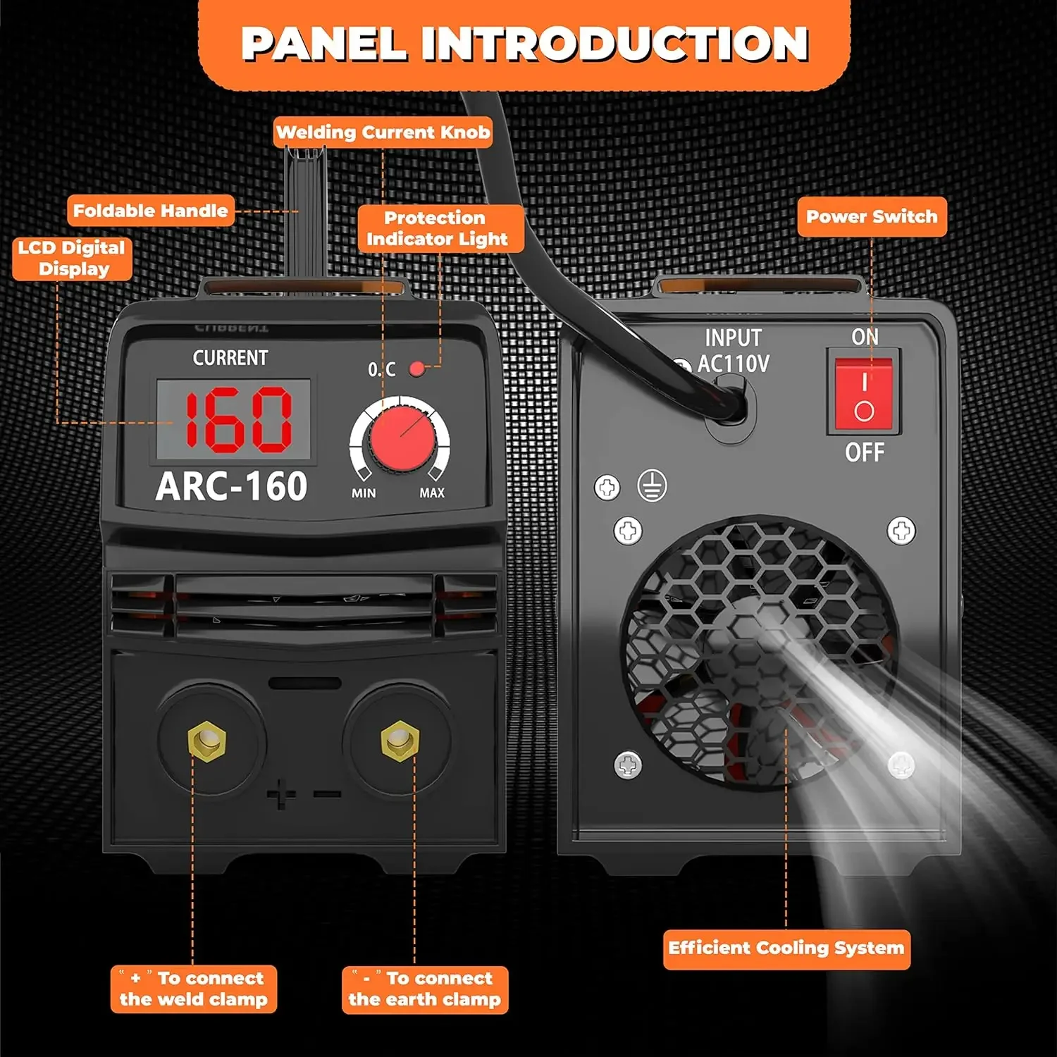 Mini Stick Welder Machine 110V, 160A ARC Portable MMA Welding Machine, IGBT Inverter Welder Digital Display