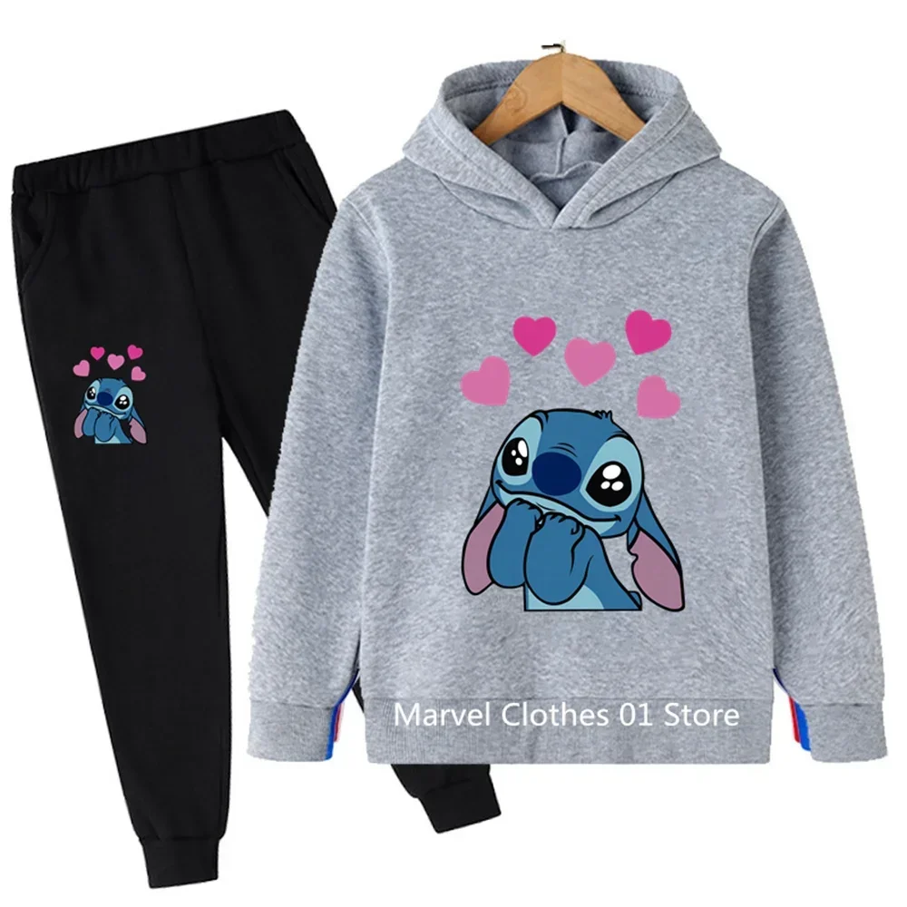 thumbnail image 1 of Conjunto de 2 piezas de ropa con capucha de punto para niños y niñas, sudadera informal de manga larga y pantalones largos, conjuntos para niños de 2 a 13 años, ropa de otoño, 1 of 5