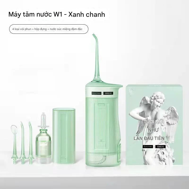 충전식 탈착형 물탱크가 있는 Soocas W1 휴대용 구강세정기, 어린이, 가정용 및 교정용으로 적합