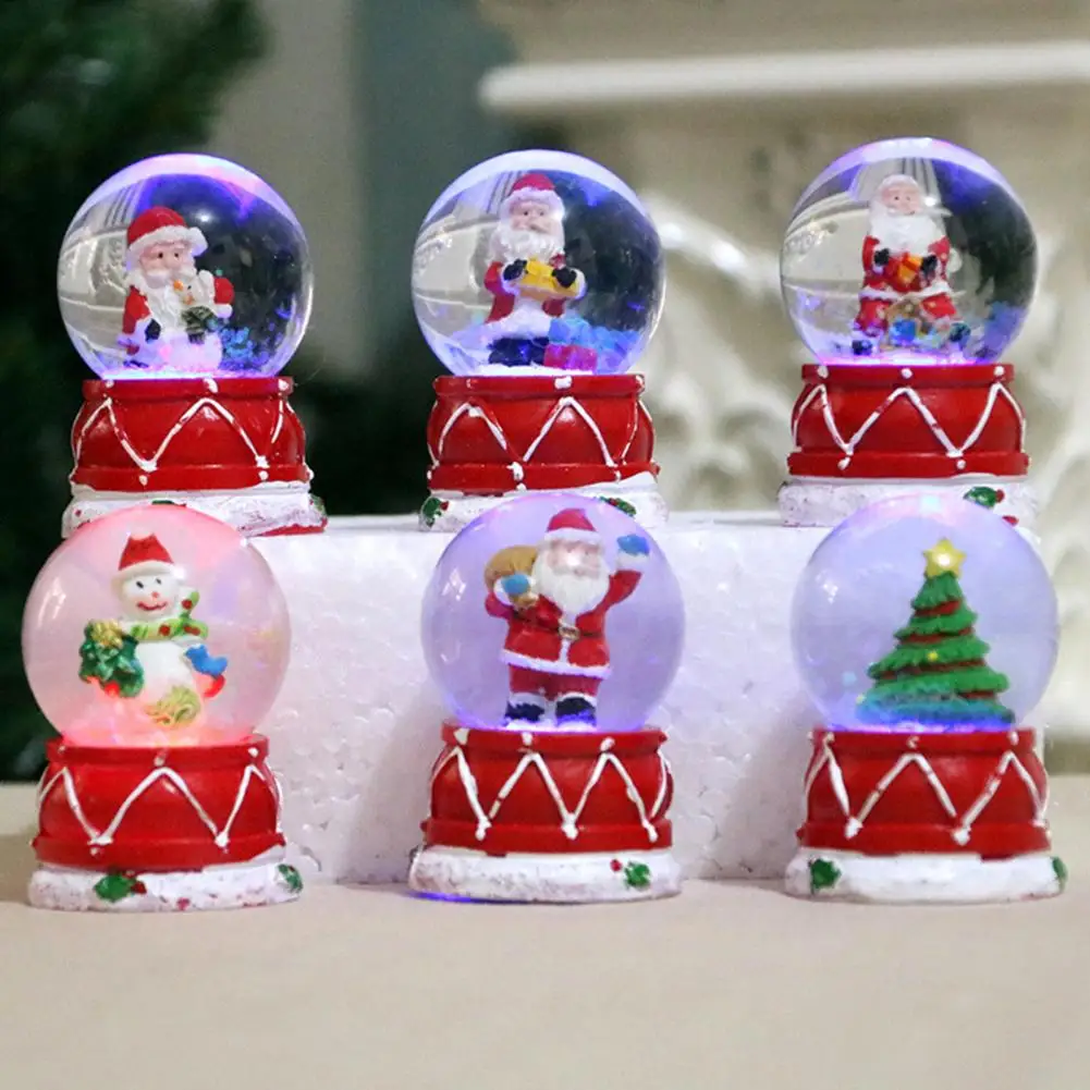 

Merry Christmas Globe Snow Globe Colorful Lighting Crystal Ball Xmas Tree Santa Claus Snowman Glass Ball navidad noel Home Decor