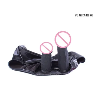PU Leather Thong Underwear Chastity Pants Belt Invisible with Double Plug BDSM Inside Anal Plug Bdsm Bondage Dildo No Vibrating 6