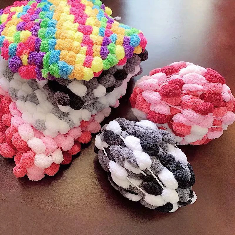 Rainbow Pom Pom Yarn - Colourful Soft Bulky Yarn - 22 Colours