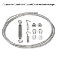 Complete set Clothesline Plastic Coated 304 Stainless Steel Wire Rope Household or Outdoor Clothes line With Expansion ScrewHook 1