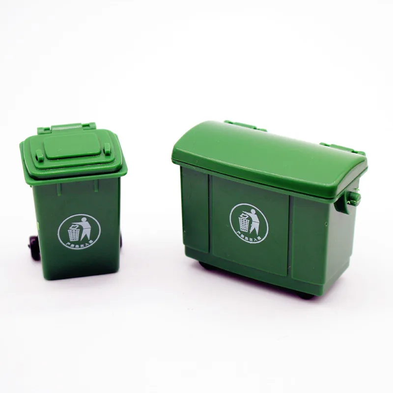 Cute 1/12 Dollhouse Miniature Mini Trash Can Garbage Curbside Trash Bin Model Sanitation Outdoor City Scene Accessorie Kids Toys 6