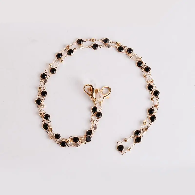 Glasses Chain Bohemian Crystal Glasses Chain Women Heart Pearl Beaded Mask Hanging Rope Eyeglass Accessories Mask Chain Sunglasses Rope
