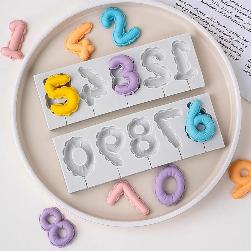 Balloon Silicone Baking  Decoration Numerals Cake Toppers Display Pieces Commercial Use Chinese Sle Kitchen Tools