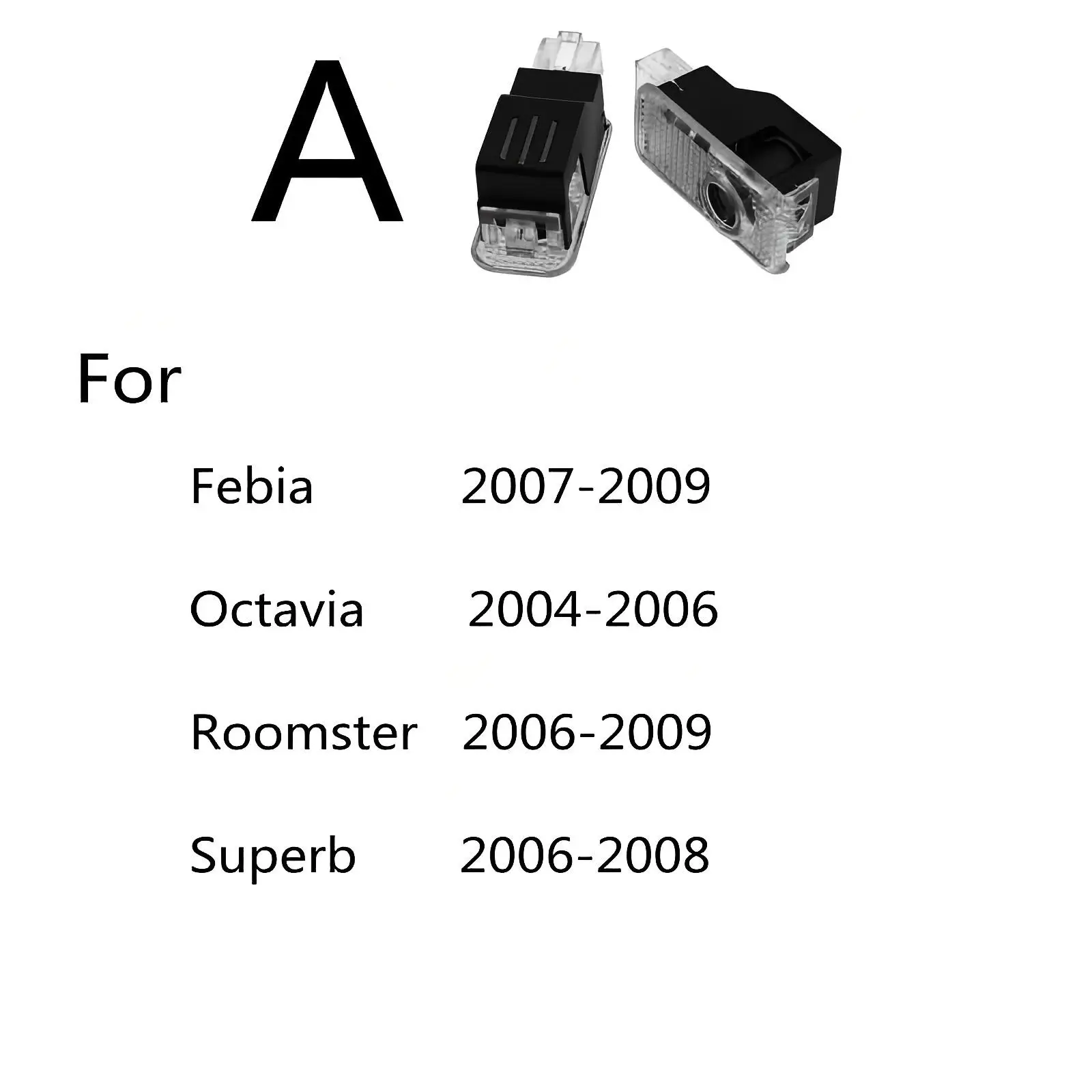 Car LED Door Projector Light - Set of 2, Skoda Accessories