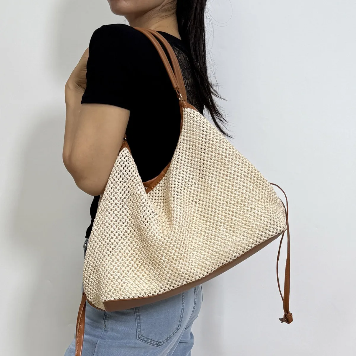 NEW Hollow Mesh Wing Tote Bag Luxury Designer Shoulder Bag for Women Large Capacity Fishing Net Handbag Top Handle Shopper Purse