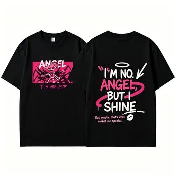Angel Dust Hoodie Hazbin Graphic Anime Men and Women Pure Cotton T-shirt Demoncore Street Wear Cute Avant-garde Short Sleeve 1