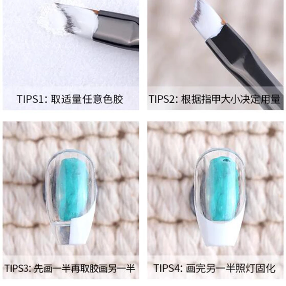 Professionelle Nagelpinsel Mit Schrägem Kopf – 2-teiliges Set, Schwarzer Griff, Für Französische Maniküre & Gel/ Acryl