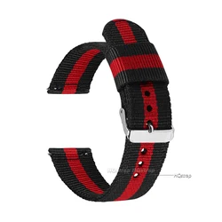 Universal Nylon Quick Release Watch Strap - Durable Replacement Band for All Watch Styles, Unisex Design (Black red)