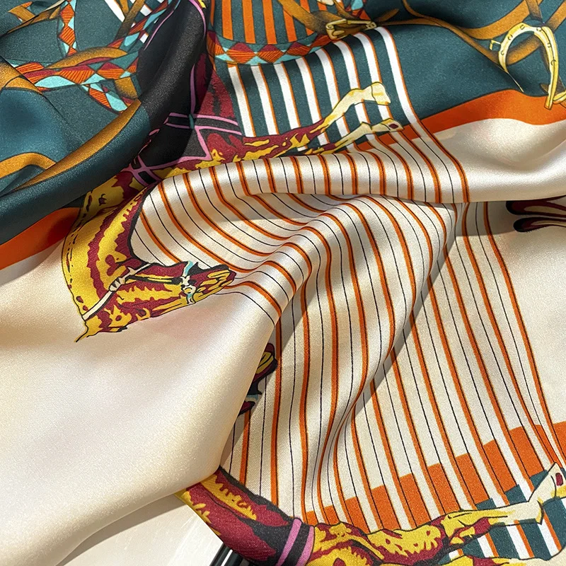 2024 Ladies Spring/Summer Euro-American Style 100% Silk Scarf with Elegant and Stylish Decoration with Sun Protection Headscarf