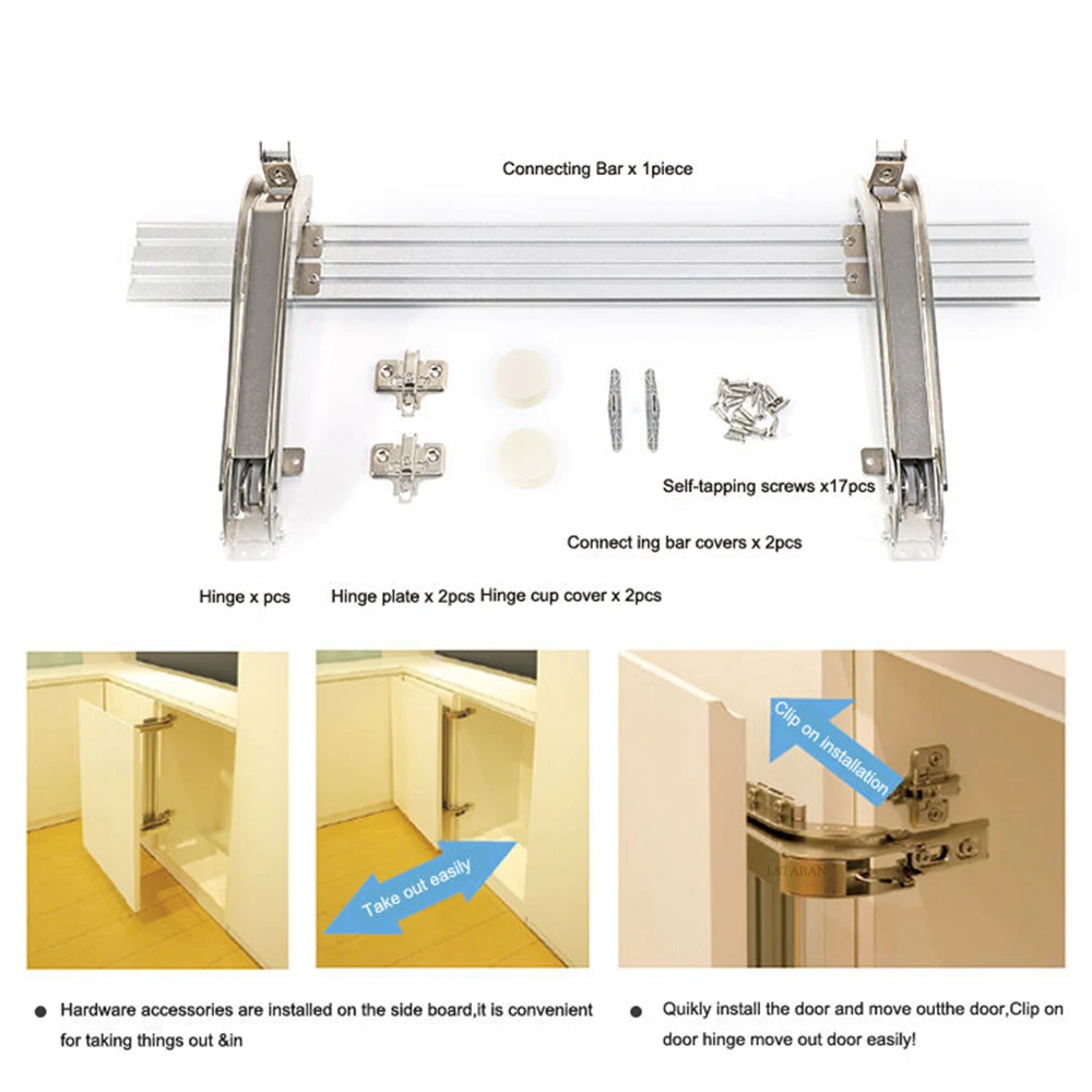 Cabinet System Door Lateral Hinge Wardrobe Hidden Folding Door Rail Silent Slide Rail Lateral Opening Hinge