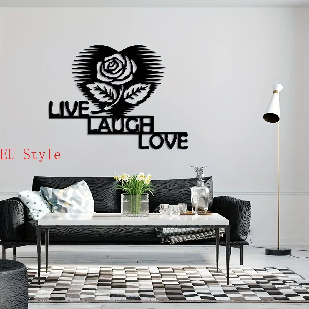 

1pc Flower Live Laugh Love Wall Decor Sign Metal Wall Art Home Decor Hanging Ornament Housewarming Gift Idea Outdoor Sign Outdoo