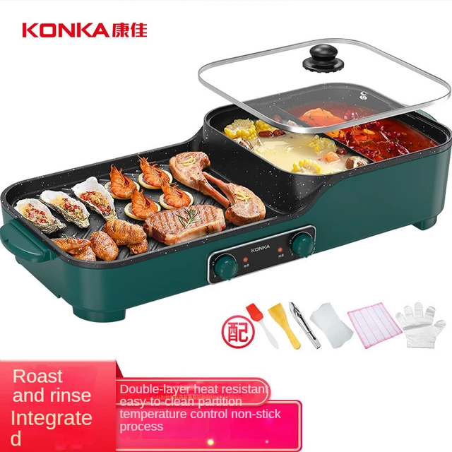 Máquina de barbacoa eléctrica Rectangular para el hogar, horno eléctrico  multifuncional coreano sin humo, antiadherente - AliExpress