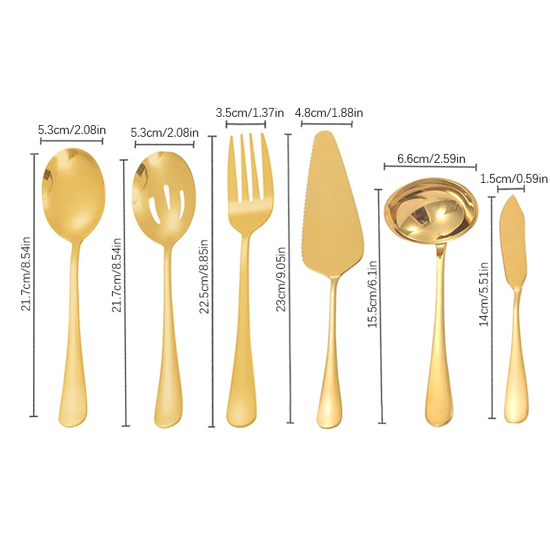 Stainless steel utility spoon fork colander soup spoon cream knife cake spatula tableware set 2pcs/6pcs dinnerware set