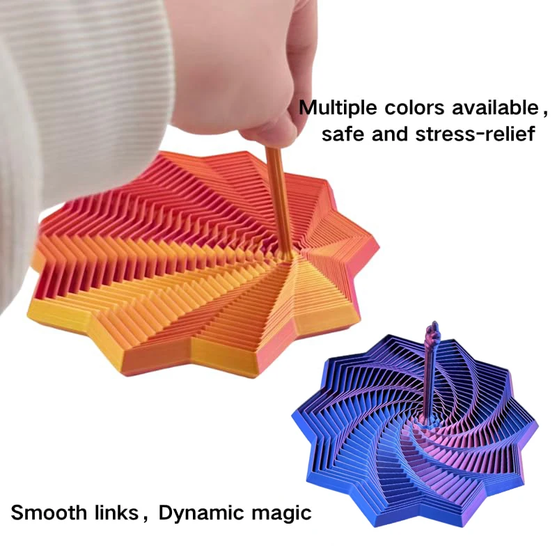 11cm 3D Printed Transformable Fidget Star Toy - Stress Relief Finger Toy with Knob Handle for Adults & Kids, Sensory Fidget Gift