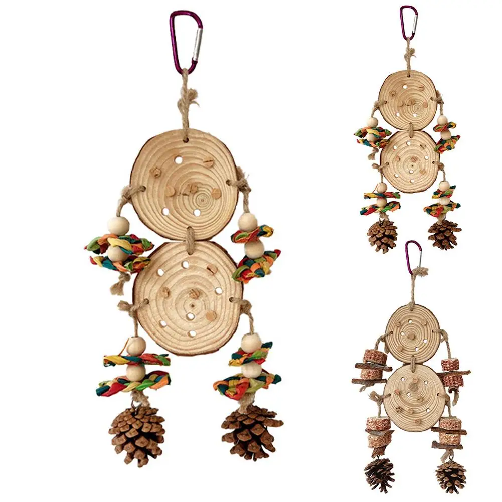 

Bird Chew Toys Natural Corn Cob Barks Pine Cones Interactive Hanging Cage Toy For Parrot Rabbit Squirrel Hamster Chinchilla