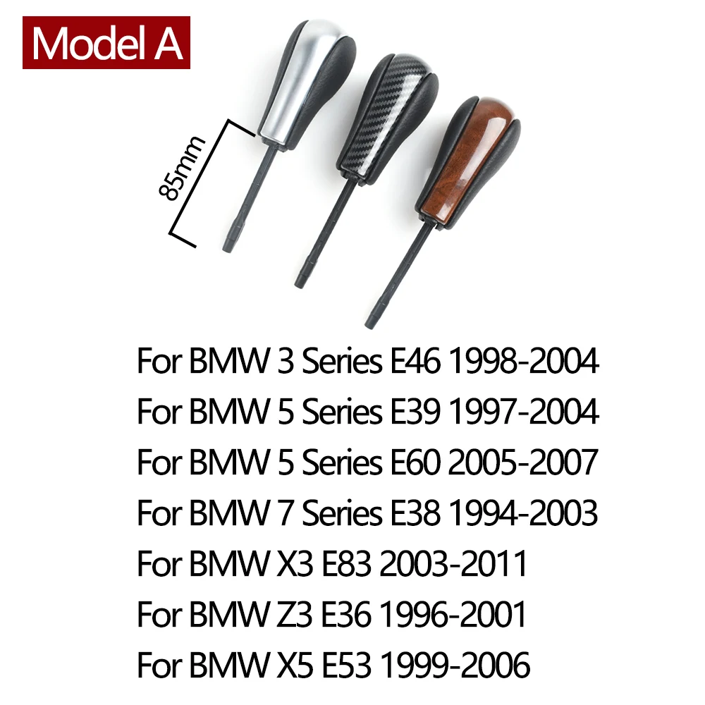 Pommeau De Levier De Vitesse En Cuir ABS Et Fibre De Carbone - Compatible BMW E36 E46 E39 E60 E38 Z3 X3 X5 - Design Ergonomique