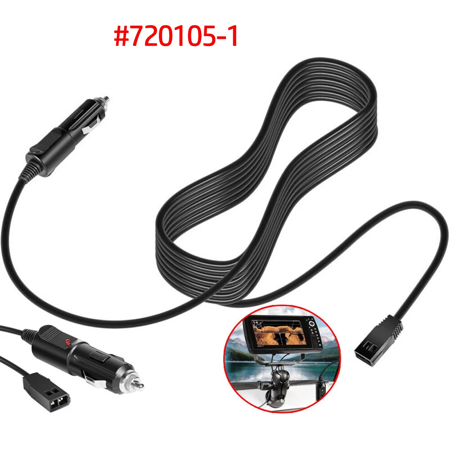 Câble d'alimentation 720105 – 1, 8 pieds, Port 12V DC, pour Humminbird Helix 5/7/8/9/10/12/15, pour tous les ICE Helix, tous les clignotants de glace