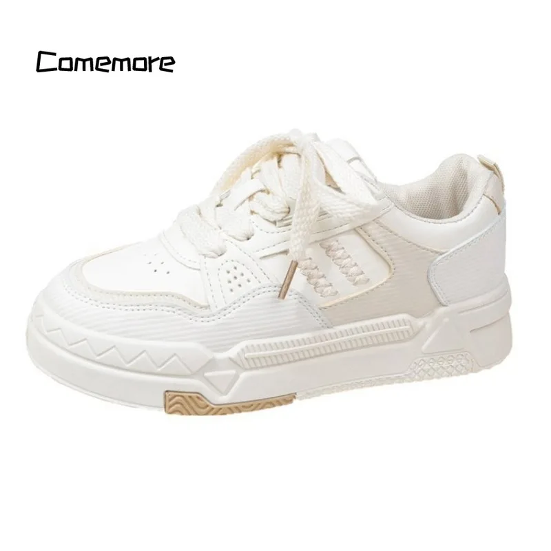 Comemore Thick Bottom Women's Shoes 2022 Autumn New Retro Students Casual Sports White Athletic Shoe Female Sneakers Comfortable