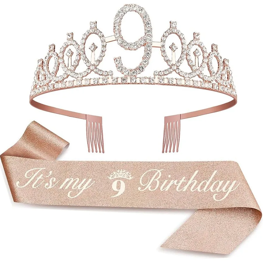 Elegant Birthday Tiara Crown and Sash for Women and Girls - Celebration Party Decorations & Gifts