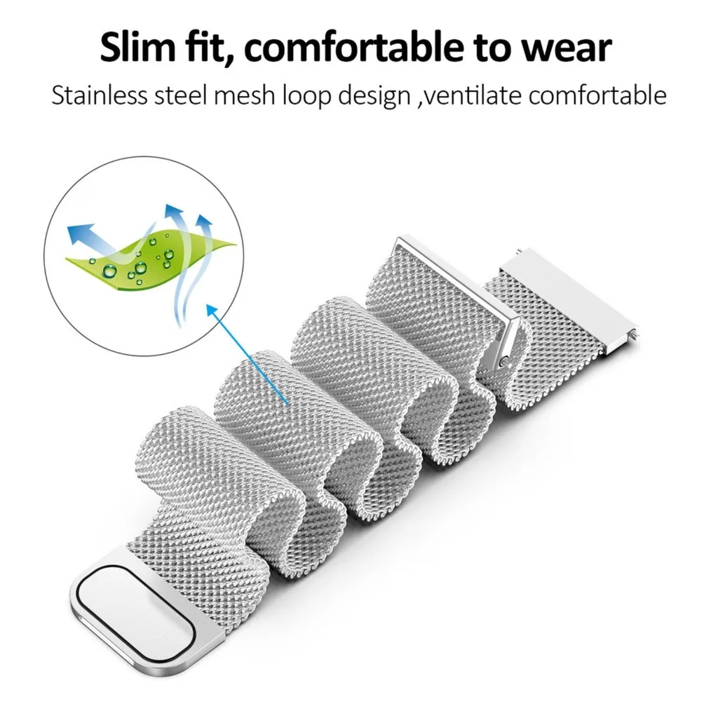 Milanese Loop Magnetic Stainless Steel Band - Breathable, Durable, Unisex Replacement Strap