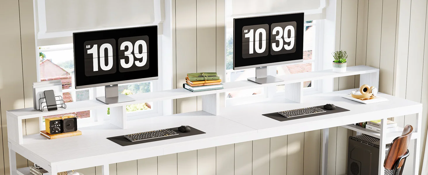 Tribesigns 78.74 Inches Extra Long Two-Person Desk with Monitor Stand