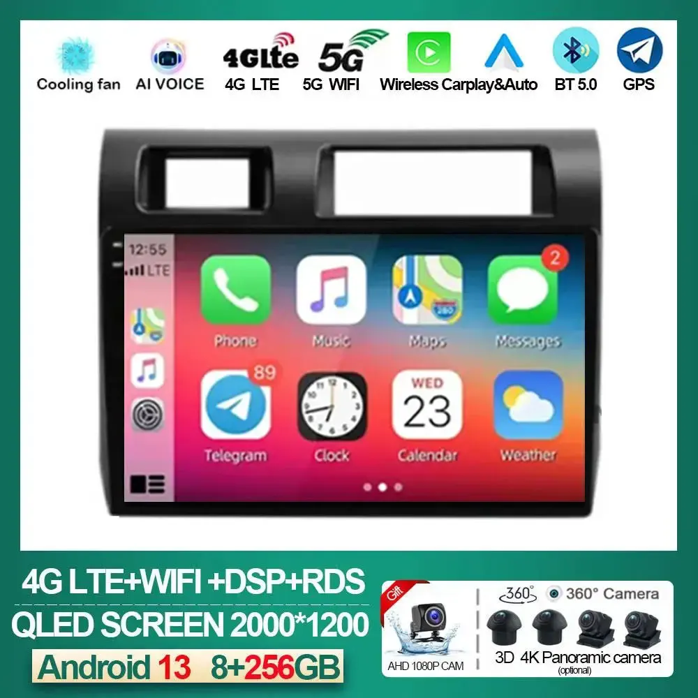 

9" Android 13 AutoradioFor Toyota Pickup Land Cruiser LC 70 79 Series 2007-2020 Wireless Carplay Multimedia Player Radio DVD