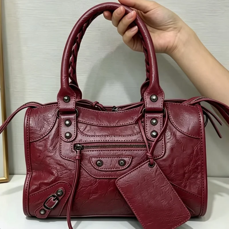 Borse Grandi Retrò con Rivetti Stile Moto, Nuova Collezione Borsa a Tracolla Donna Stile Europeo, Borsa Spicy Girl, Borsa Casual Unisex - immagine 4