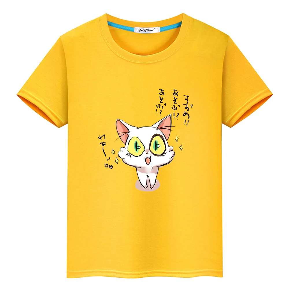 

Suzume No Tojimari Daijin Cat T-shirt Kawaii Cartoon 100% Cotton Summer Tee-shirt Casual Short Sleeve Cute Graphic Tshirt O-neck